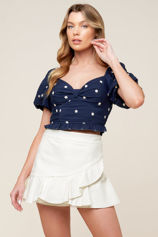 BEBE ALERT NAVY WOVEN TOP Flying Tomato