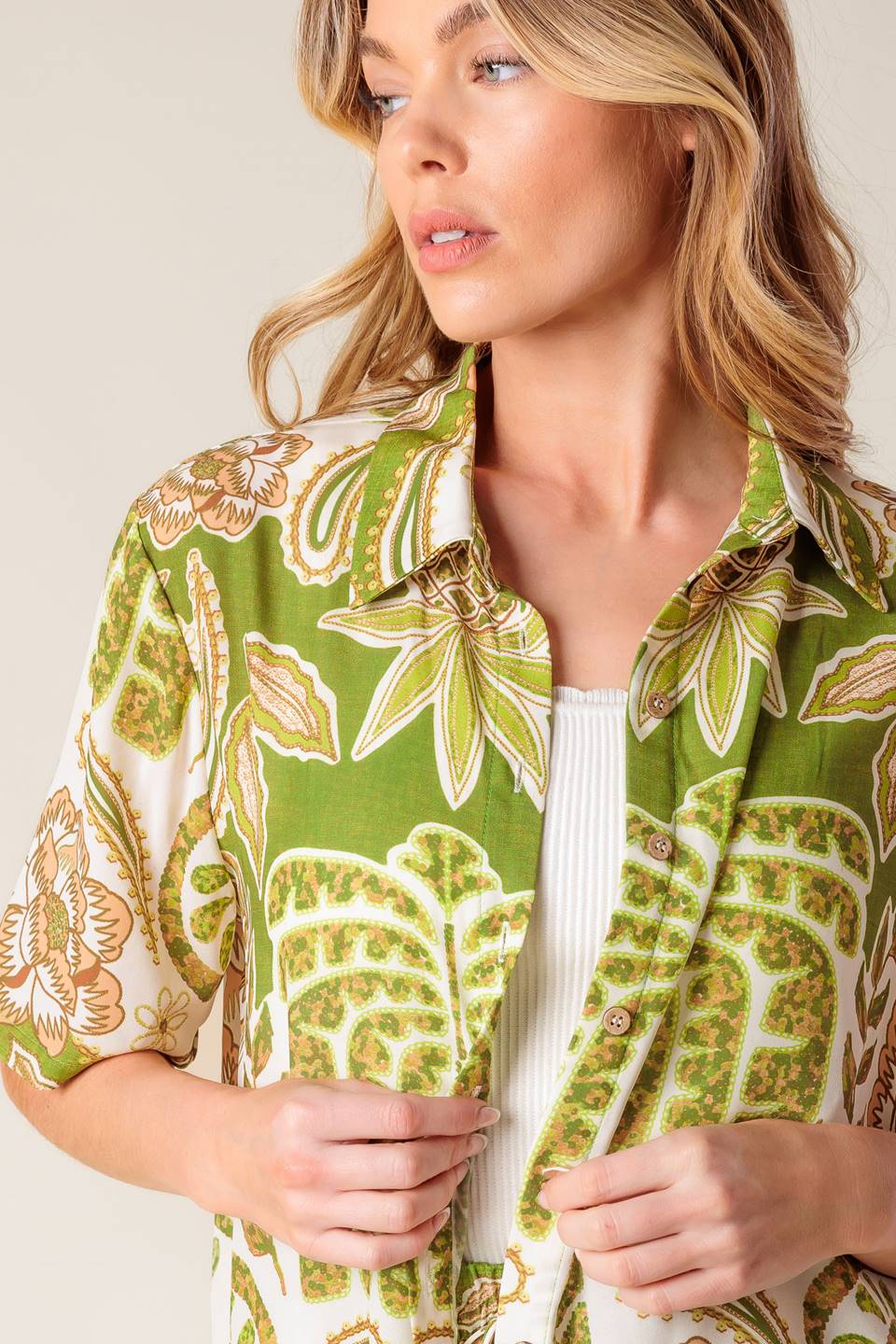 DISTANT ECHOES GREEN WOVEN SHIRT Flying Tomato