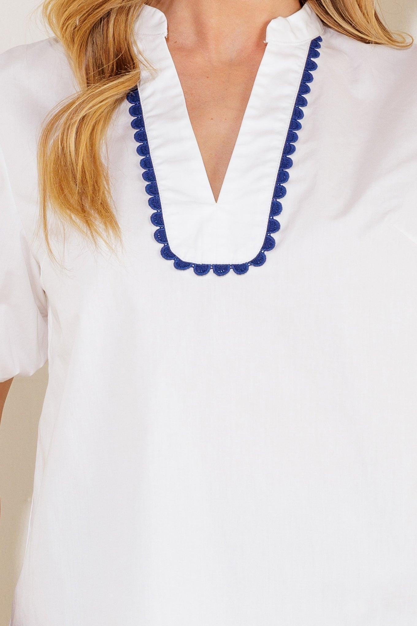 Flying Tomato High Standards woven top collar and button placket close-up