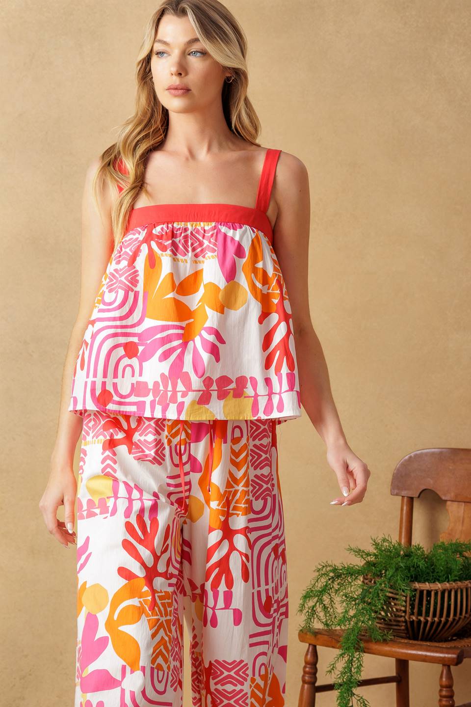 OVER YOU AGAIN WOVEN TOP AND PANT SET Flying Tomato