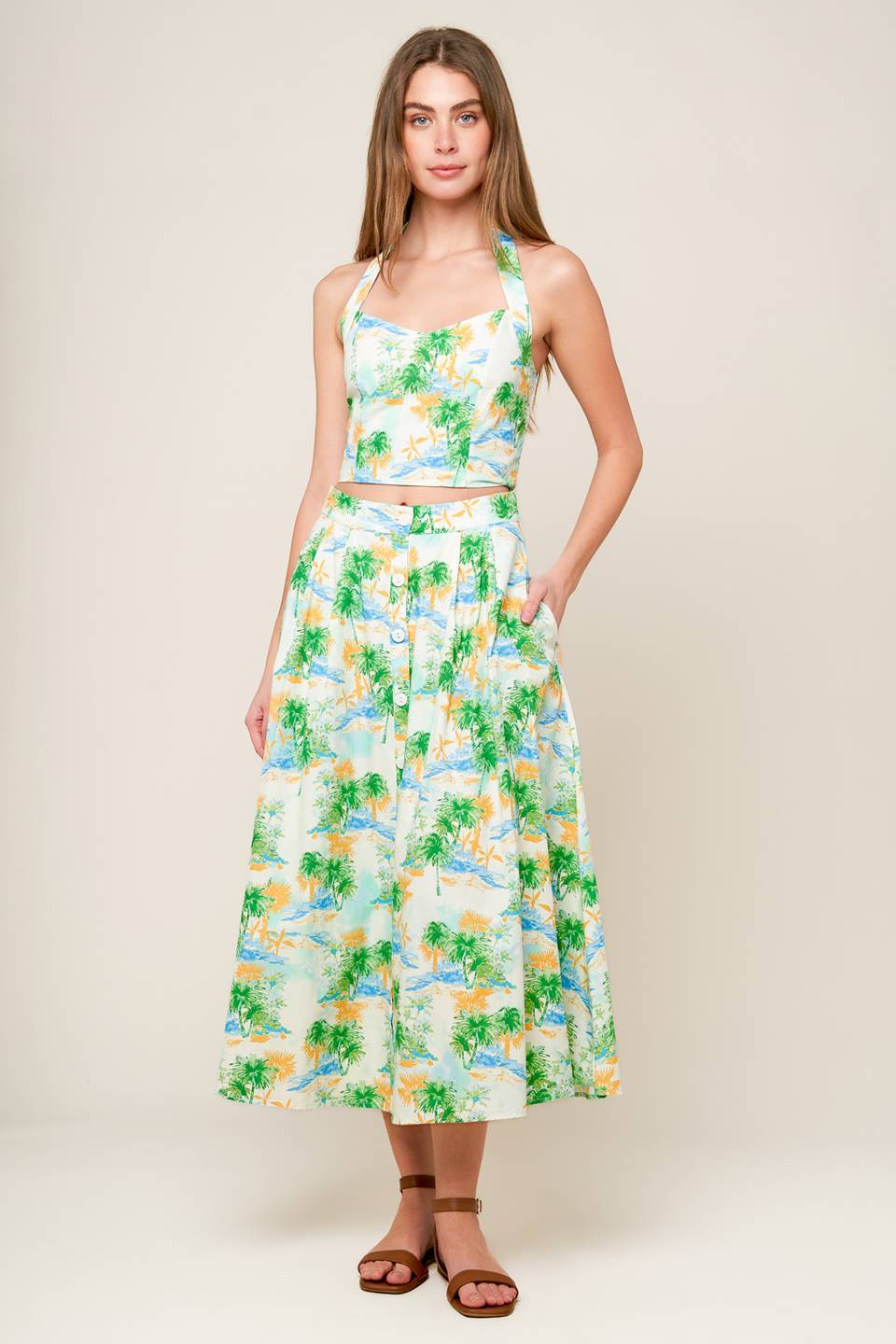 PICTURE PERFECT WOVEN TOP AND SKIRT SET Flying Tomato