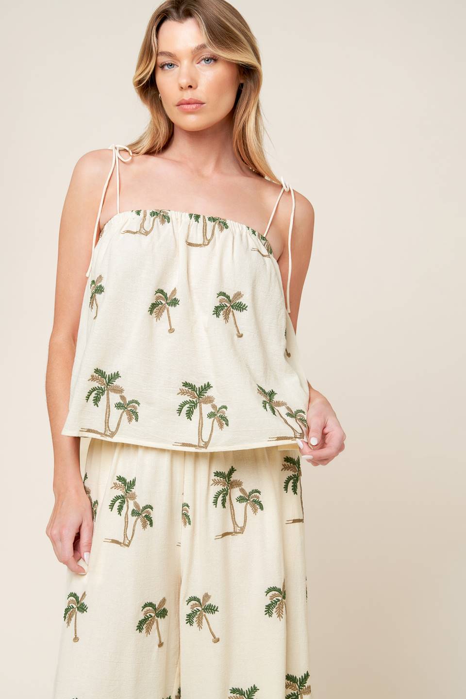 TERRIFIC TIMING IVORY WOVEN TOP AND PANT SET Flying Tomato