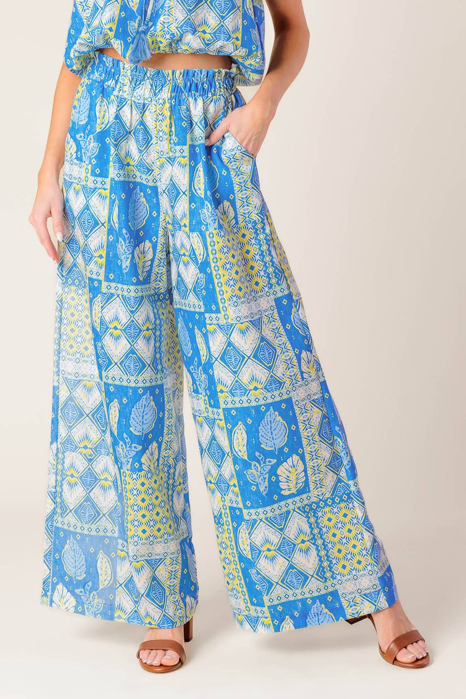 LET'S GET OUT OF TOWN WOVEN TOP AND PANT SET Flying Tomato