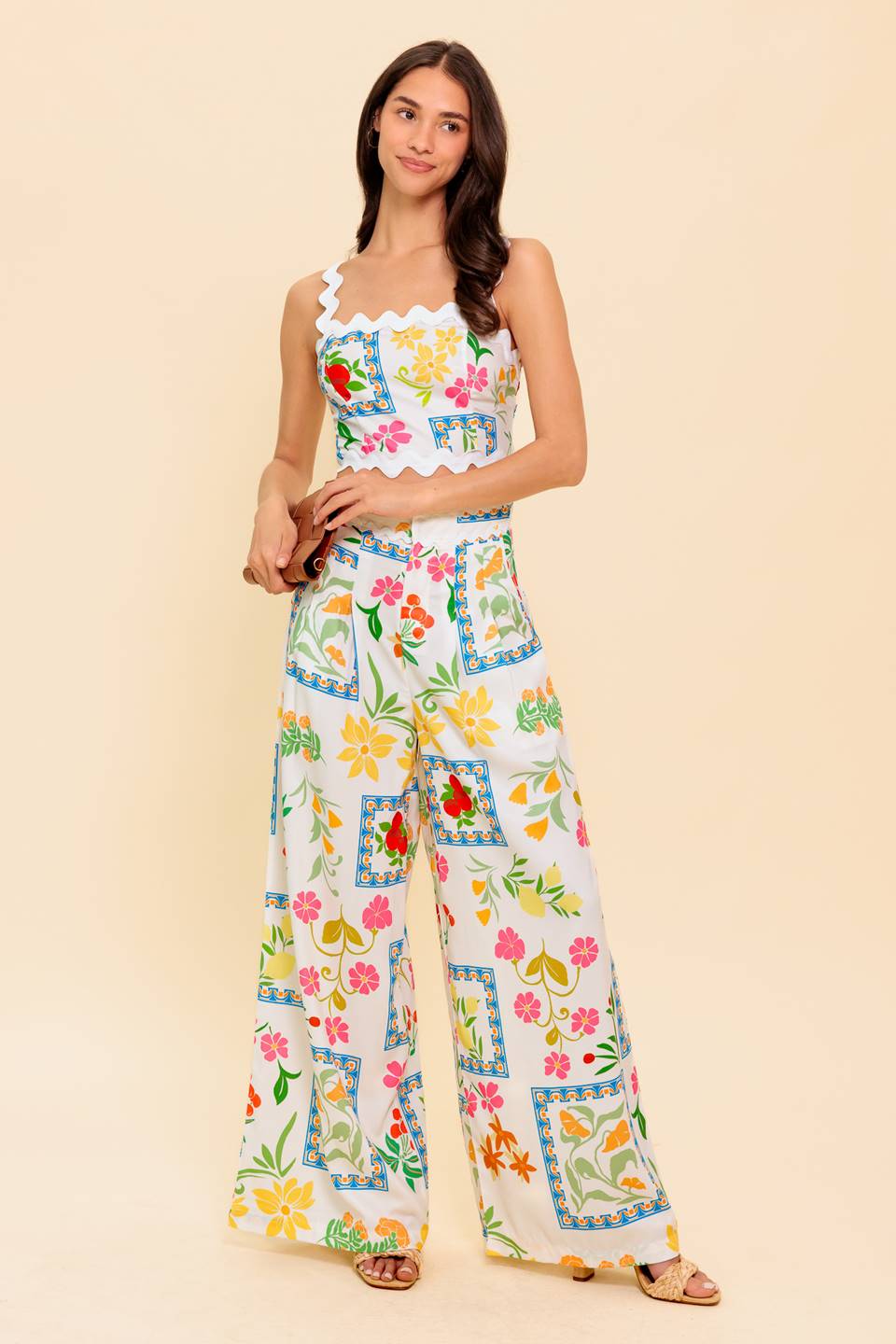 MARIGOLD IVORY WOVEN TOP AND PANT SET Flying Tomato