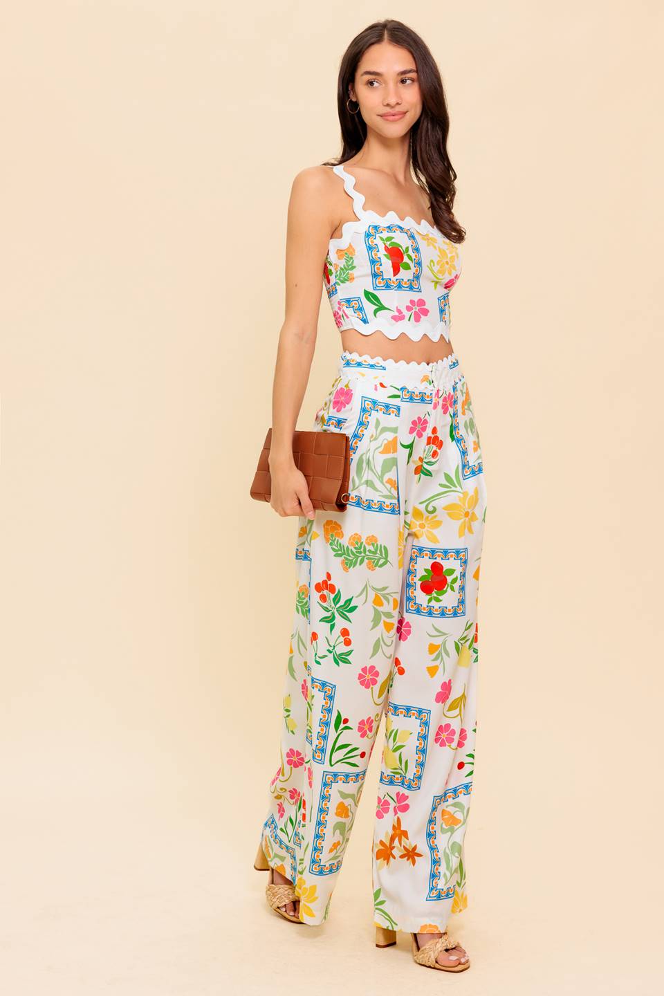 MARIGOLD IVORY WOVEN TOP AND PANT SET Flying Tomato