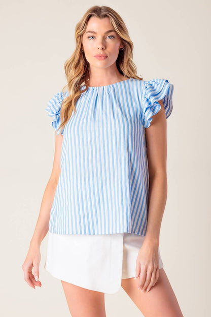 SWEET HARMONY BLUE WOVEN TOP