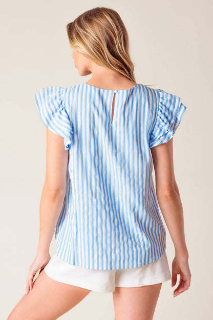 SWEET HARMONY BLUE WOVEN TOP