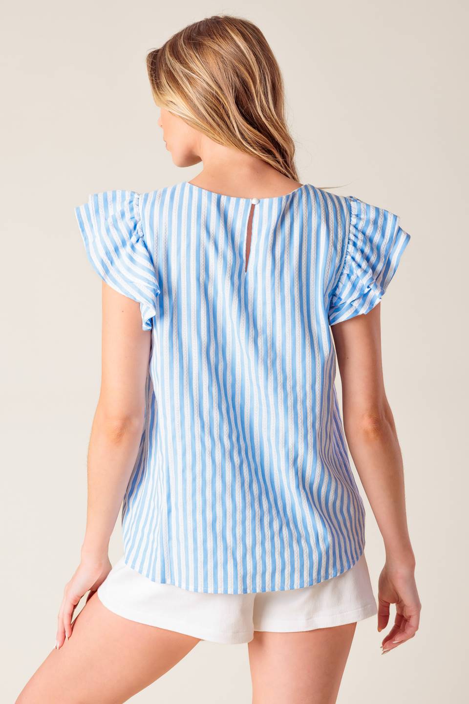 SWEET HARMONY BLUE WOVEN TOP Flying Tomato
