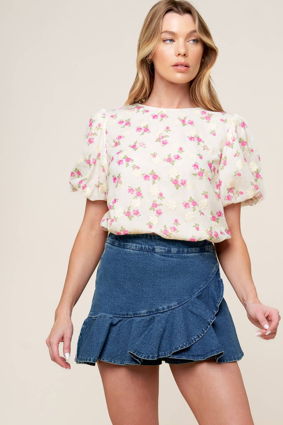 I'LL THINK ABOUT CREAM WOVEN TOP Flying Tomato