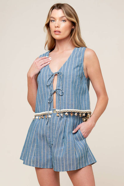 SONGS OF THE SKY WOVEN TOP AND SHORTS SET