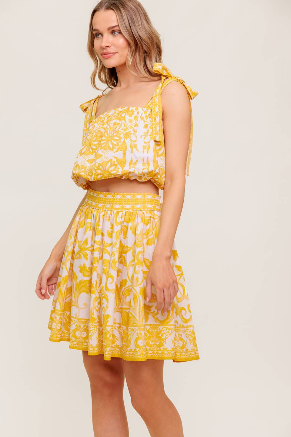 TWIG LIGHT NOIR WOVEN TOP AND SKIRT SET Flying Tomato