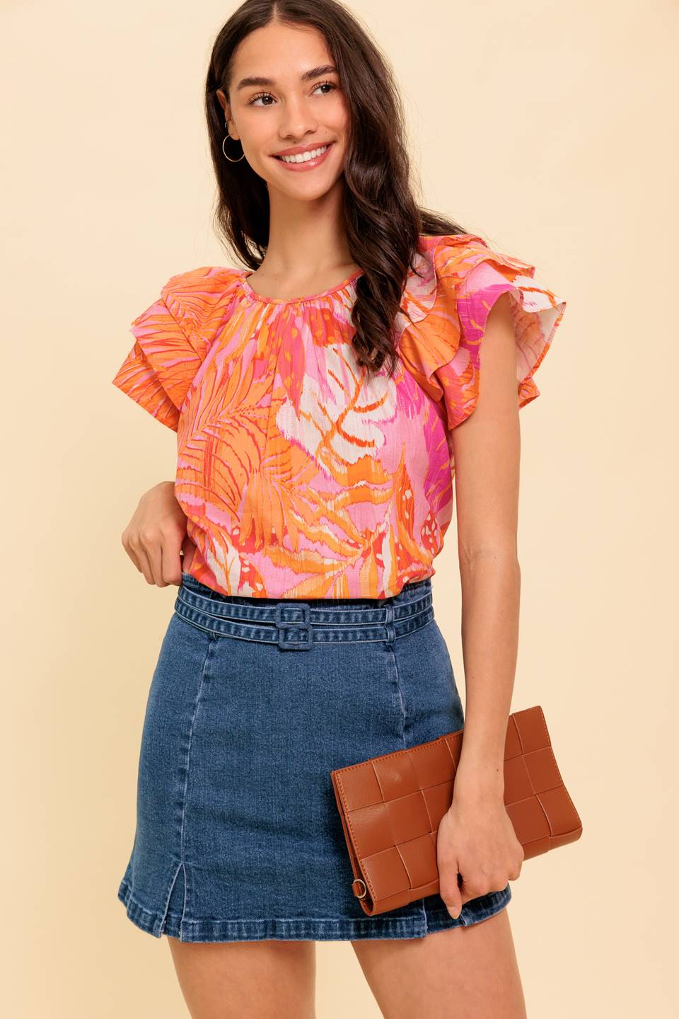 EVENING GLOW PINK WOVEN TOP Flying Tomato