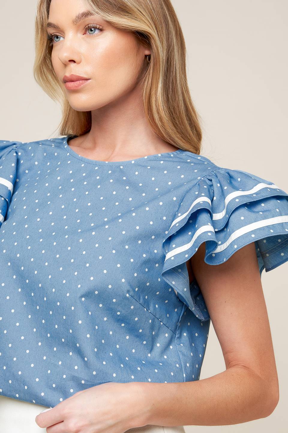 WEEKEND GETAWAY BLUE WOVEN TOP