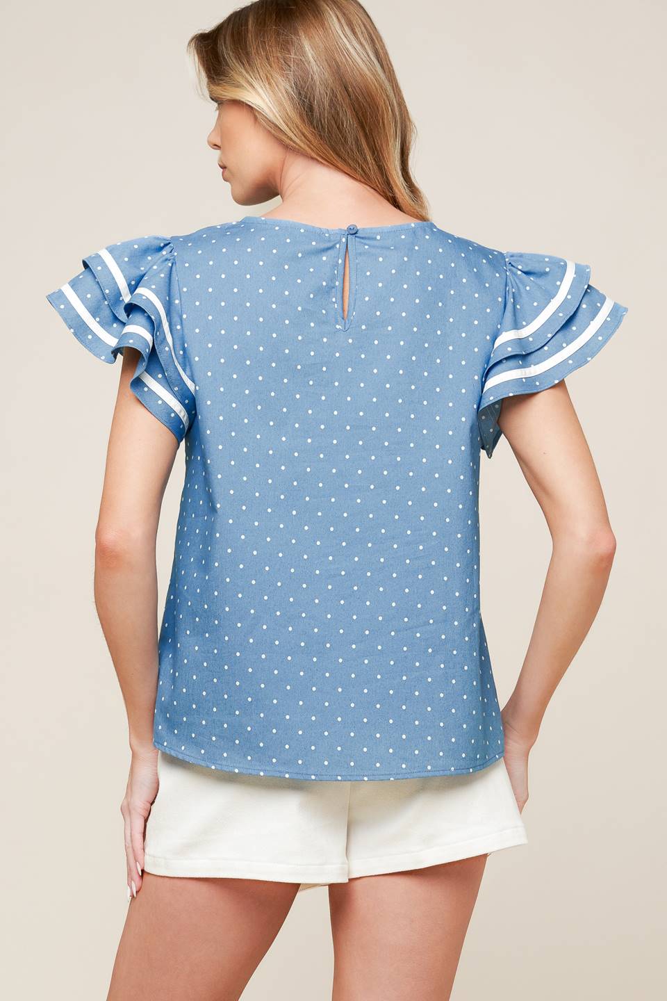 WEEKEND GETAWAY BLUE WOVEN TOP Flying Tomato