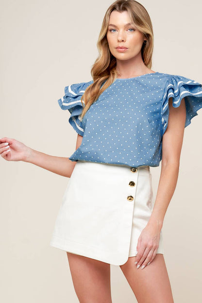 WEEKEND GETAWAY BLUE WOVEN TOP