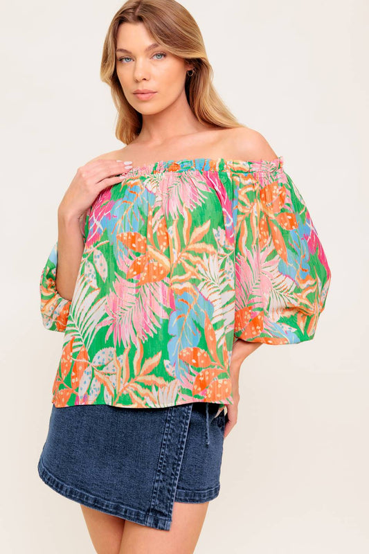 LOVING VOW GREEN WOVEN TOP Flying Tomato