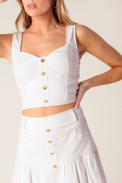 DOING IT MY WAY WHITE WOVEN TOP AND SKIRT SET