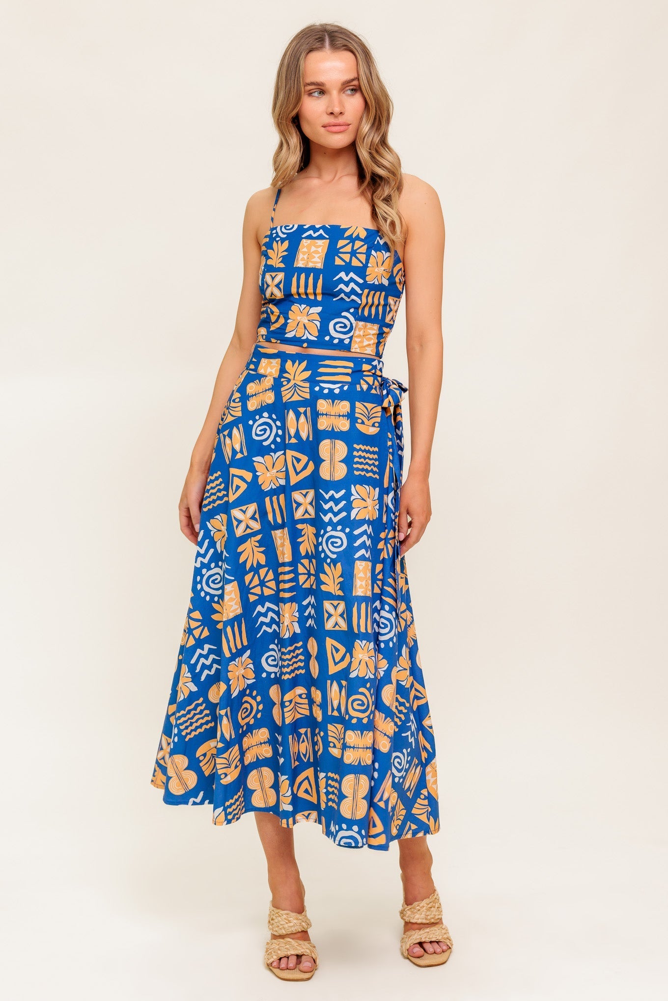 DEWDROP SILENCE WOVEN TOP AND SKIRT SET Flying Tomato