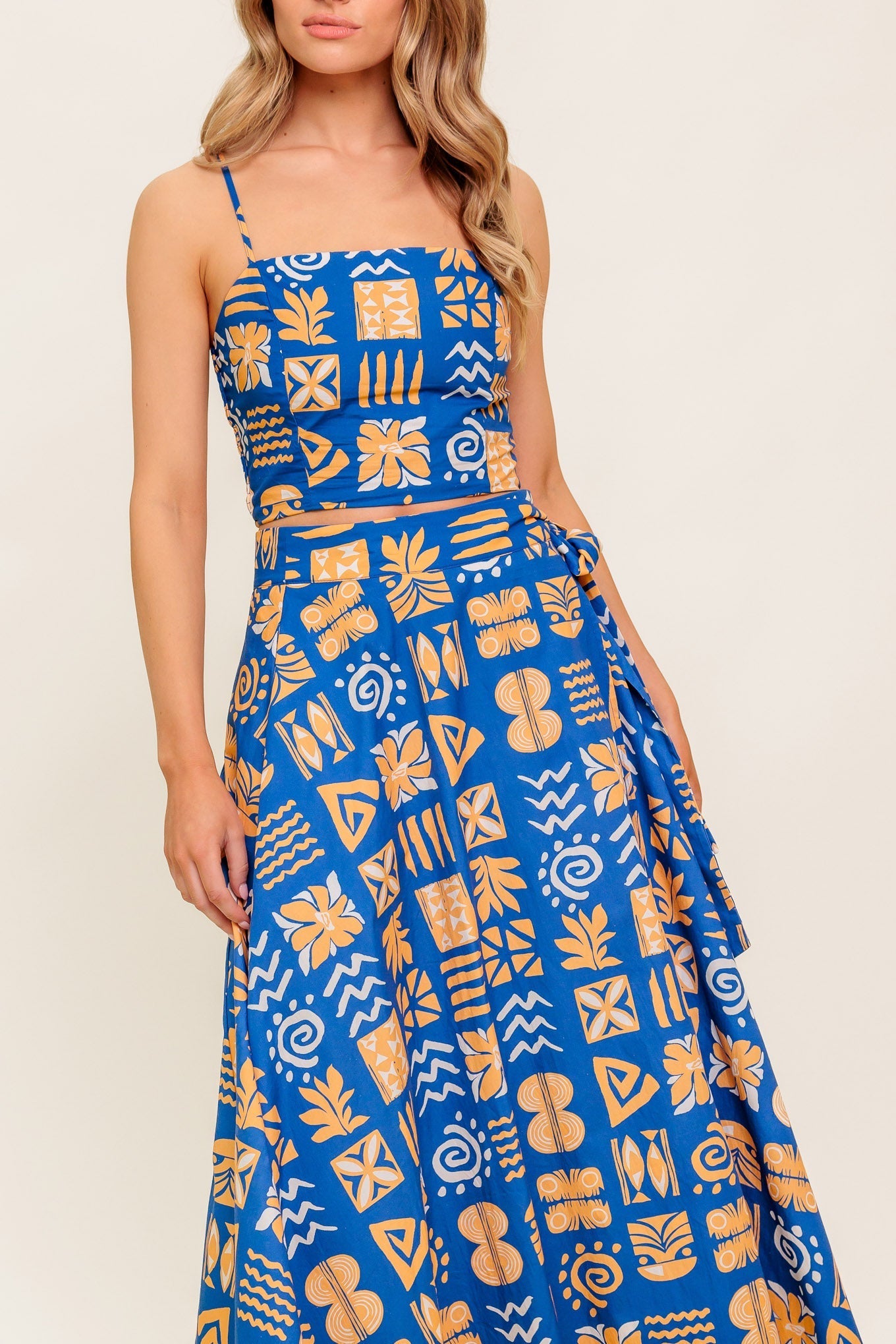 DEWDROP SILENCE WOVEN TOP AND SKIRT SET Flying Tomato