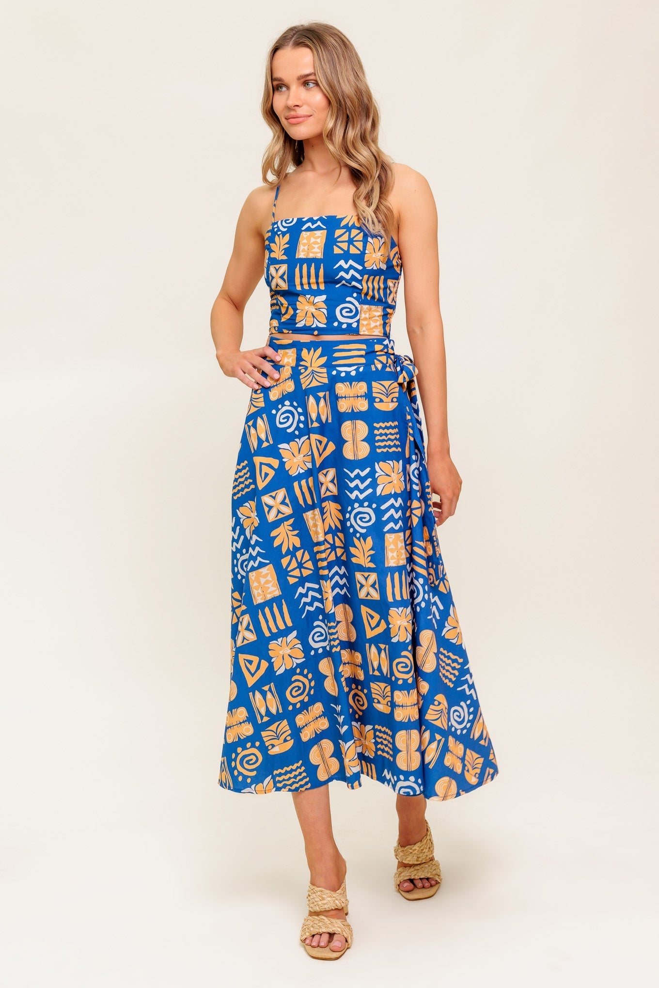 DEWDROP SILENCE WOVEN TOP AND SKIRT SET Flying Tomato