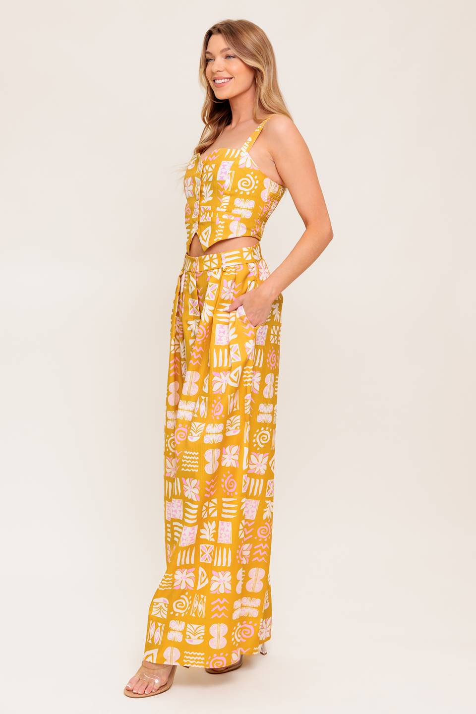 PRETTY MEADOW WOVEN TOP AND PANT SET Flying Tomato