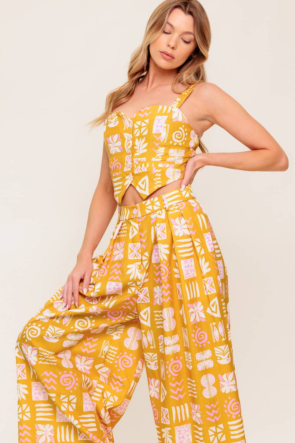 PRETTY MEADOW WOVEN TOP AND PANT SET Flying Tomato