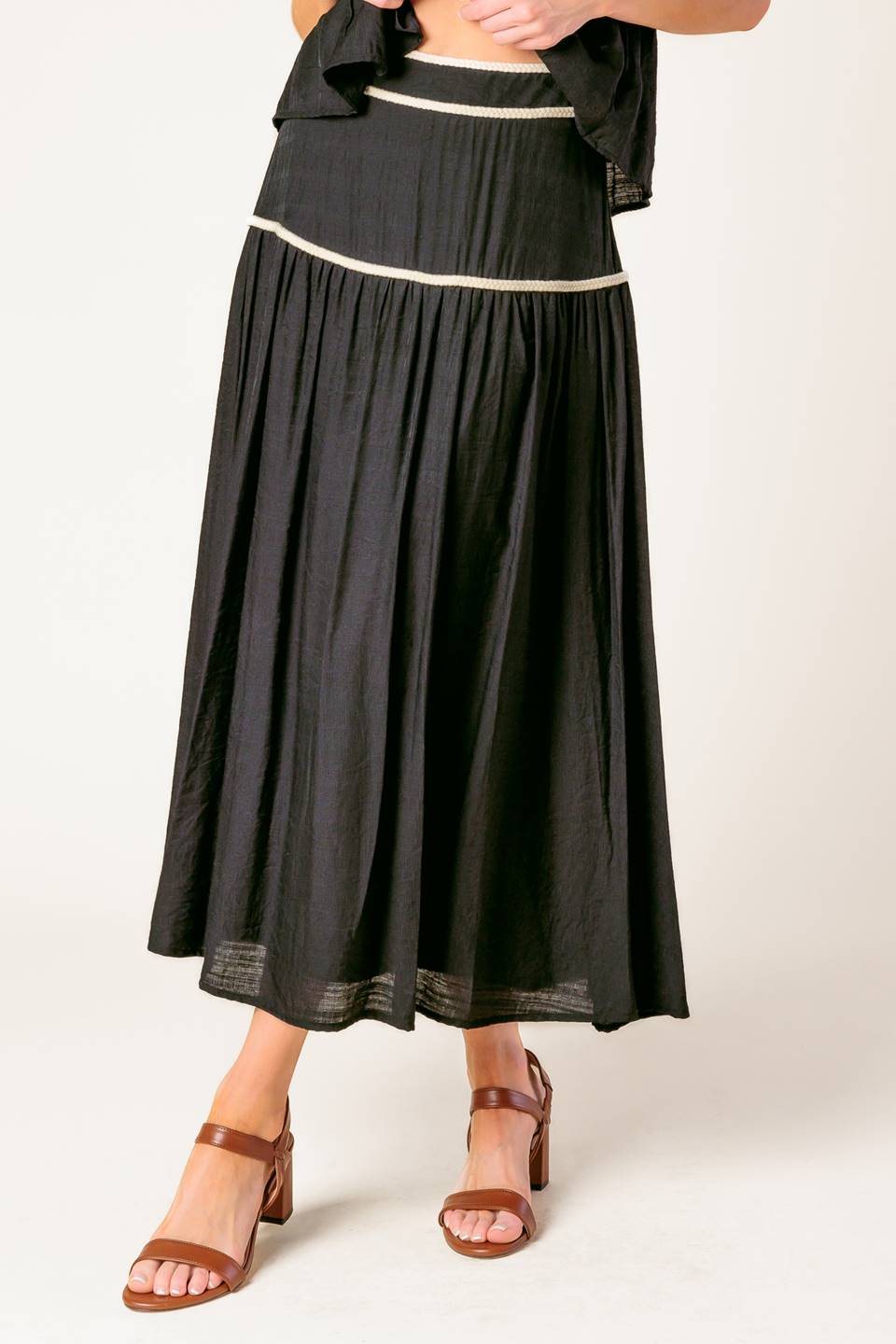 DIVIDE AND CONTOUR WOVEN TOP AND SKIRT SET Flying Tomato