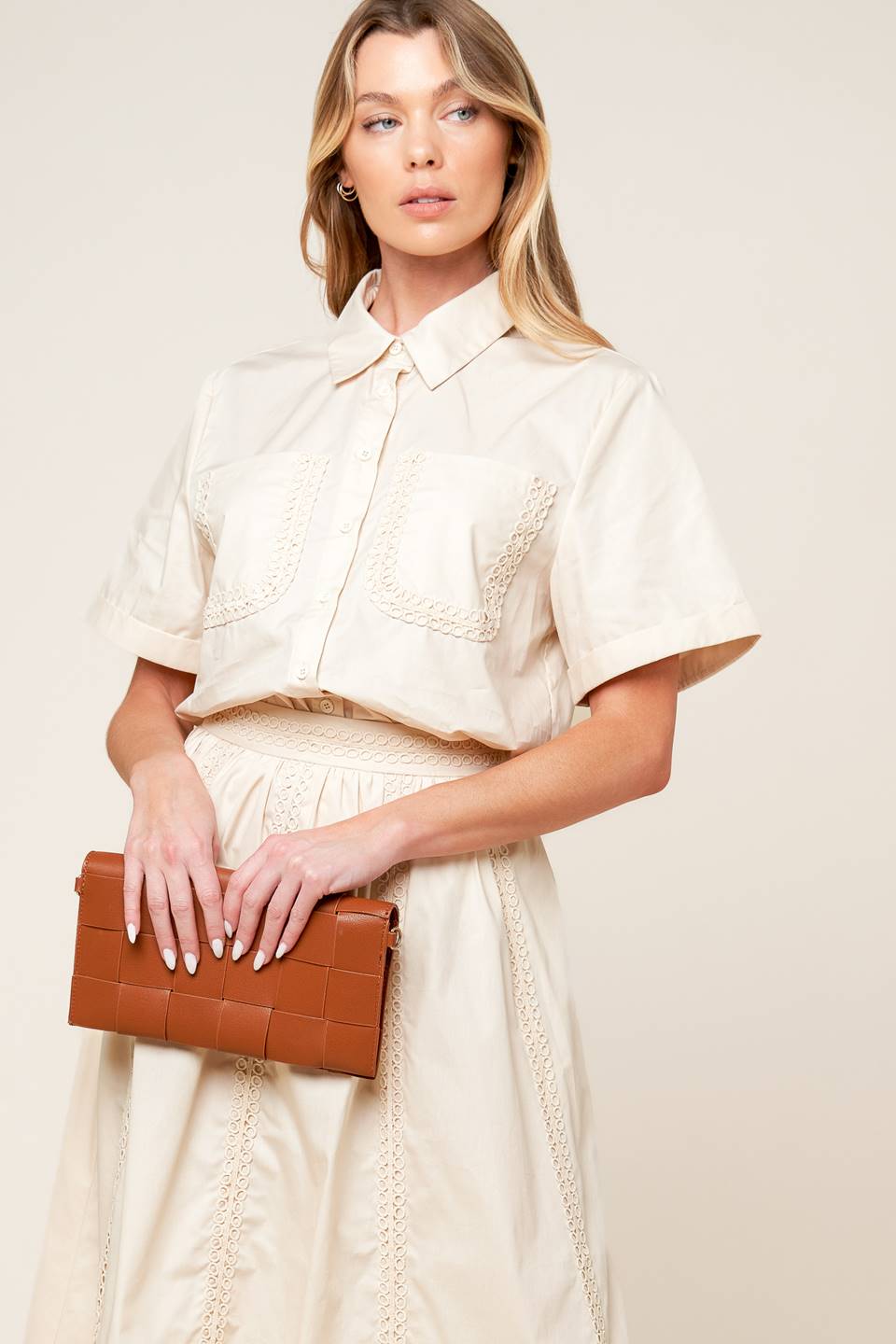 LAYTON CREAM WOVEN TOP Flying Tomato