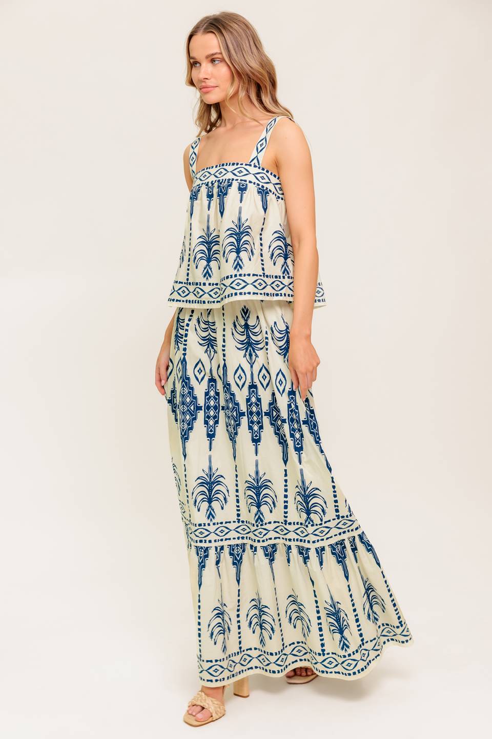 FLORAL RHYTHM WOVEN TOP AND SKIRT SET Flying Tomato