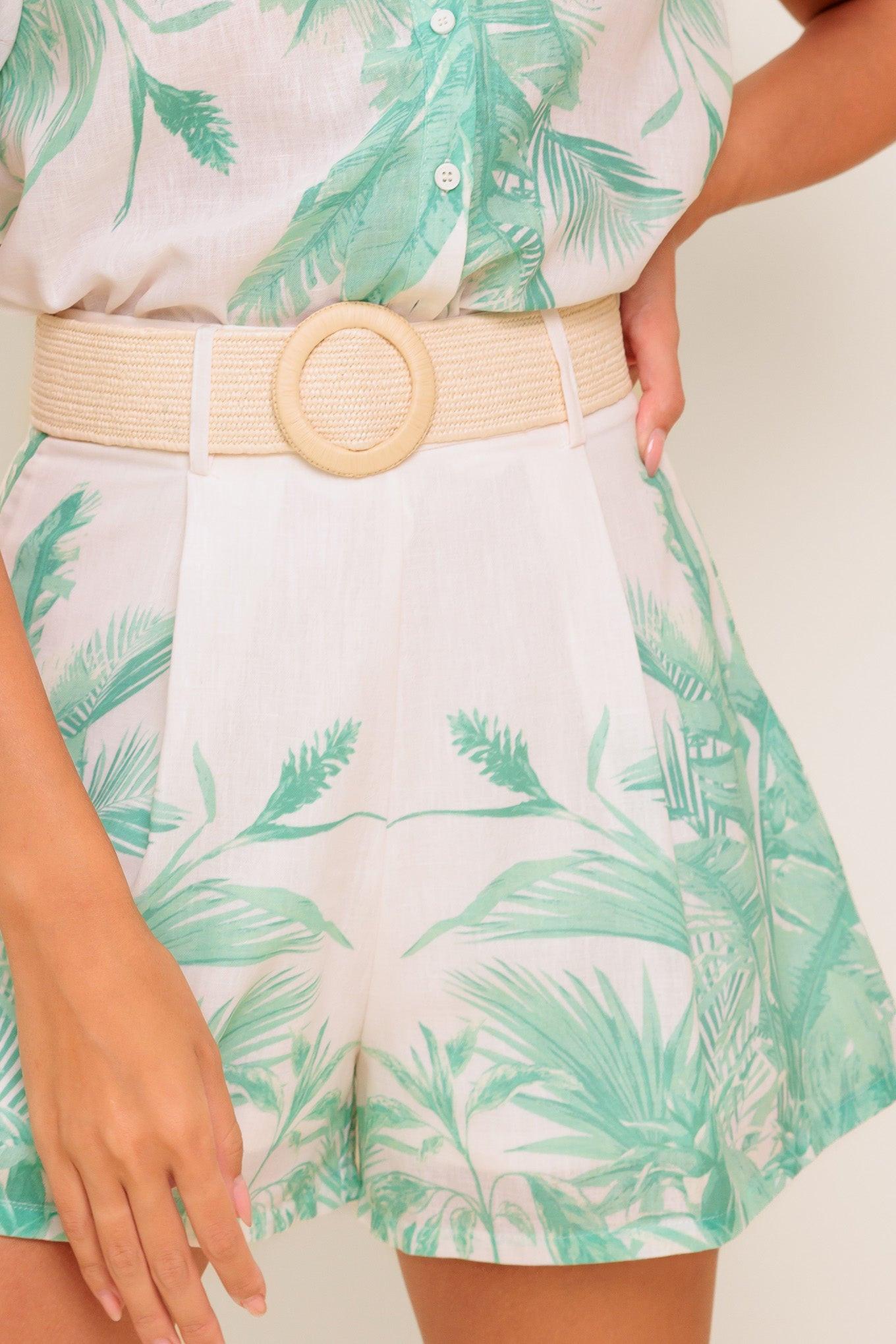 Flying Tomato Garden Light Woven Set, showcasing the breathable fabric and relaxed fit of the shorts.