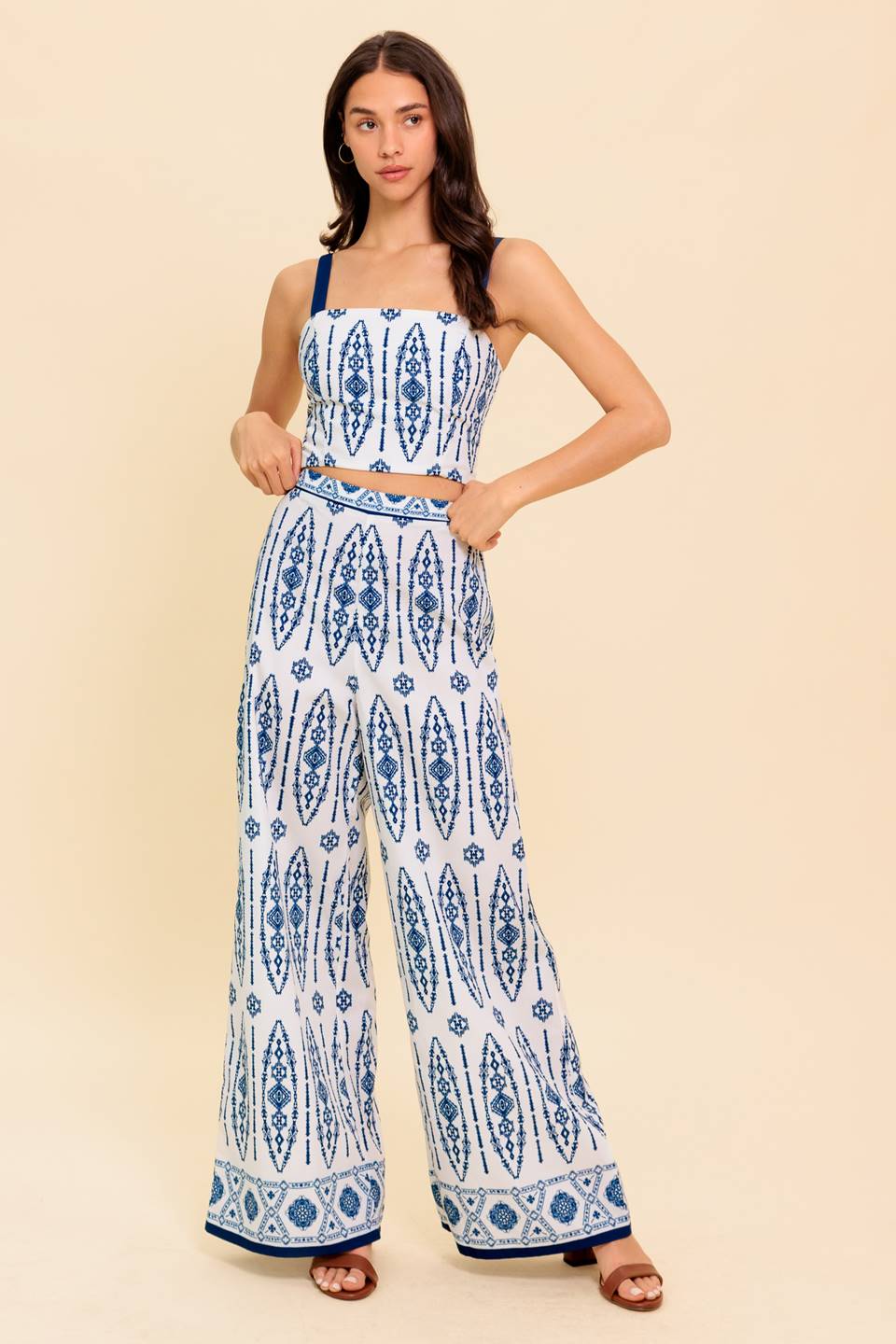 MODERN APPROACH NAVY WOVEN TOP AND PANT SET Flying Tomato