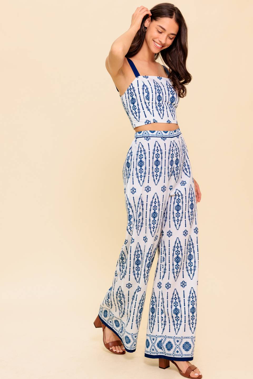 MODERN APPROACH NAVY WOVEN TOP AND PANT SET Flying Tomato