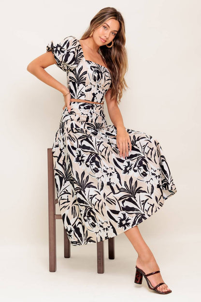 NEUTRAL ZONE WOVEN TOP AND SKIRT SET