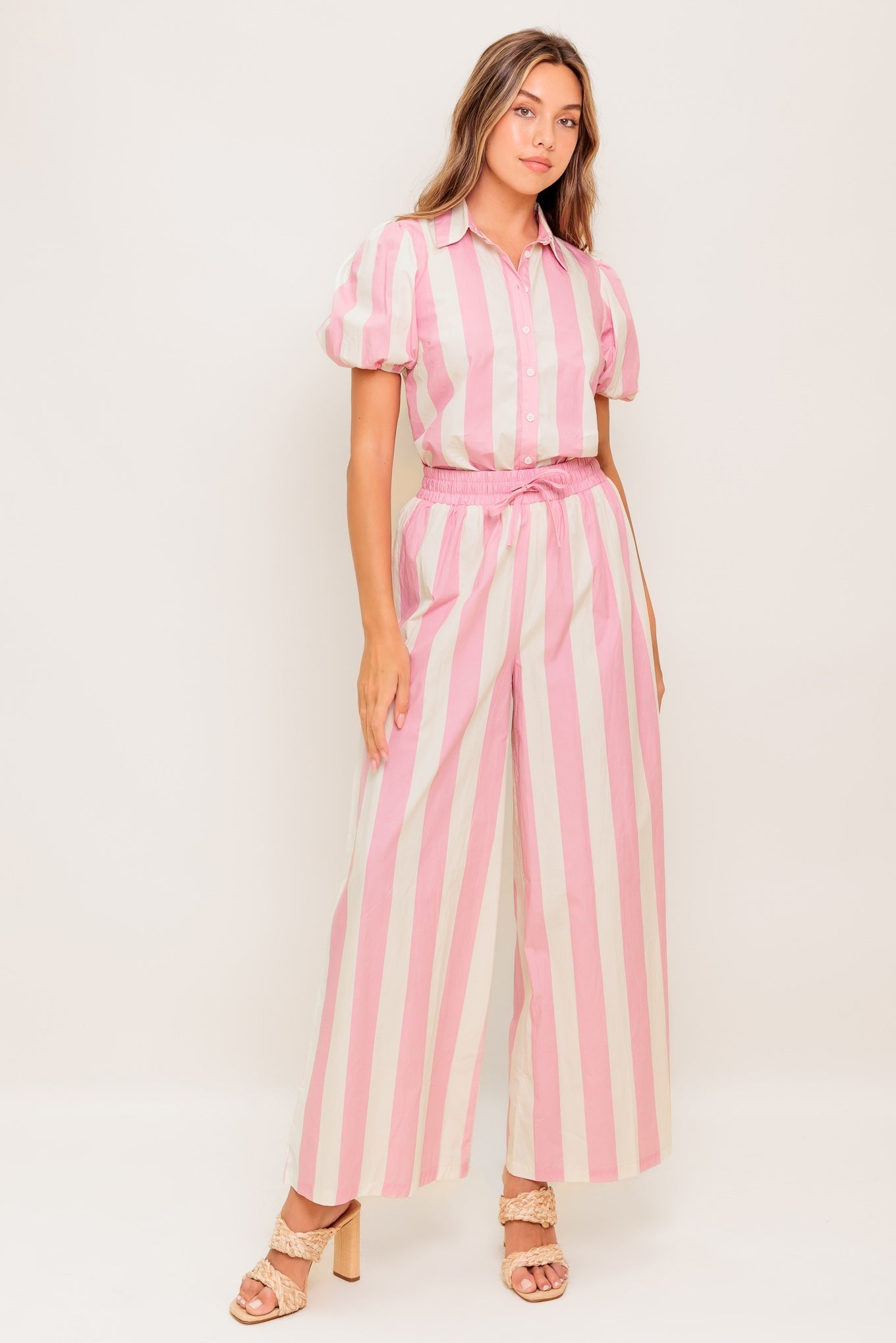 WINK & WALK STRIPE WOVEN TOP AND PANT SET Flying Tomato