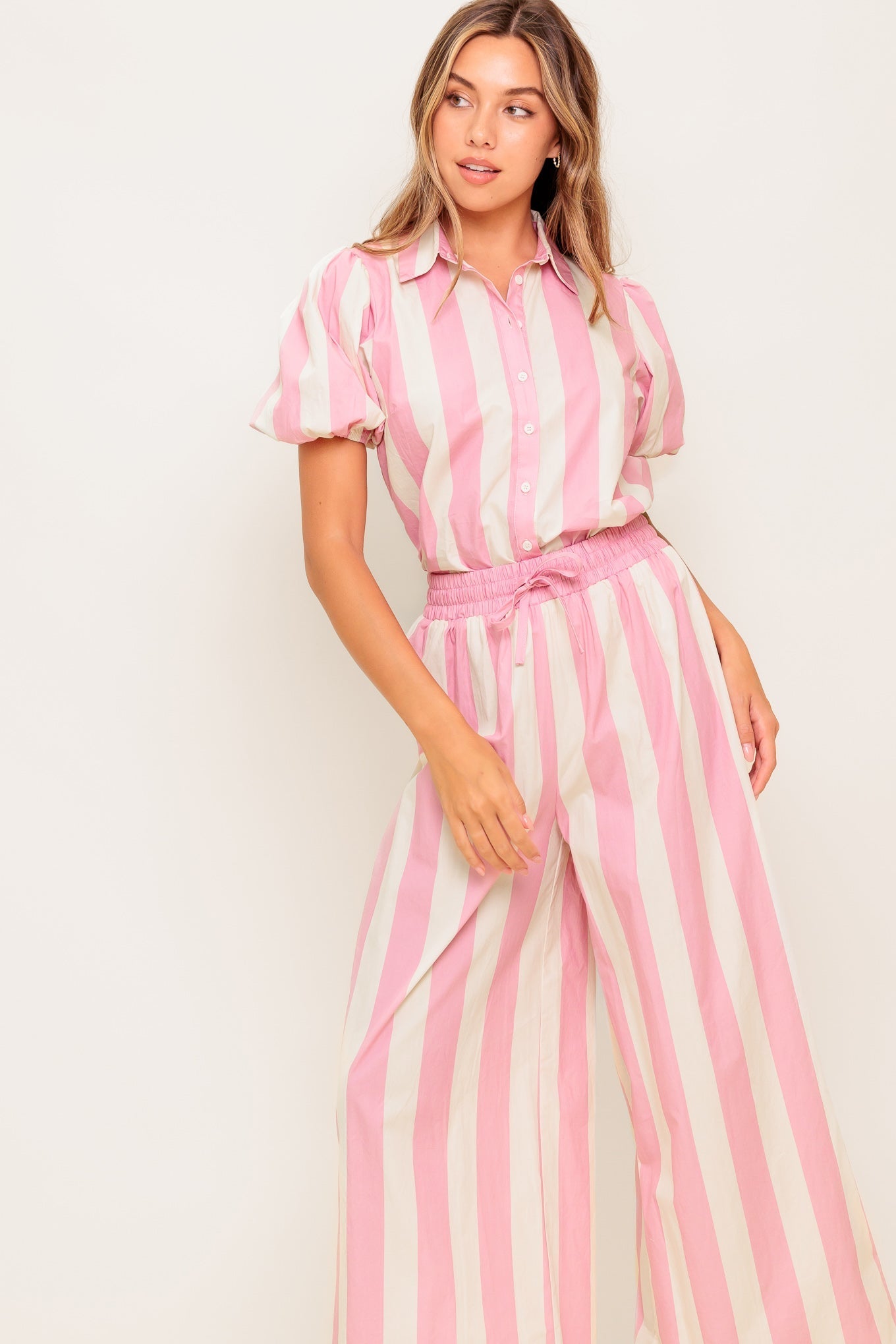 WINK & WALK STRIPE WOVEN TOP AND PANT SET Flying Tomato