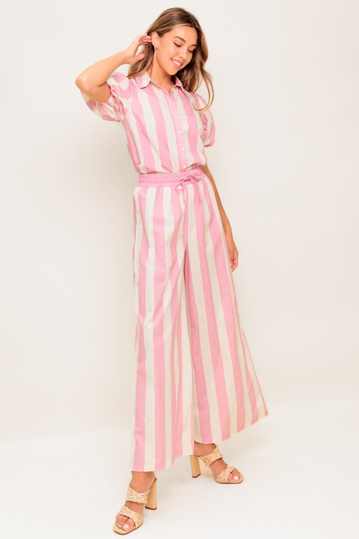 WINK & WALK STRIPE WOVEN TOP AND PANT SET Flying Tomato