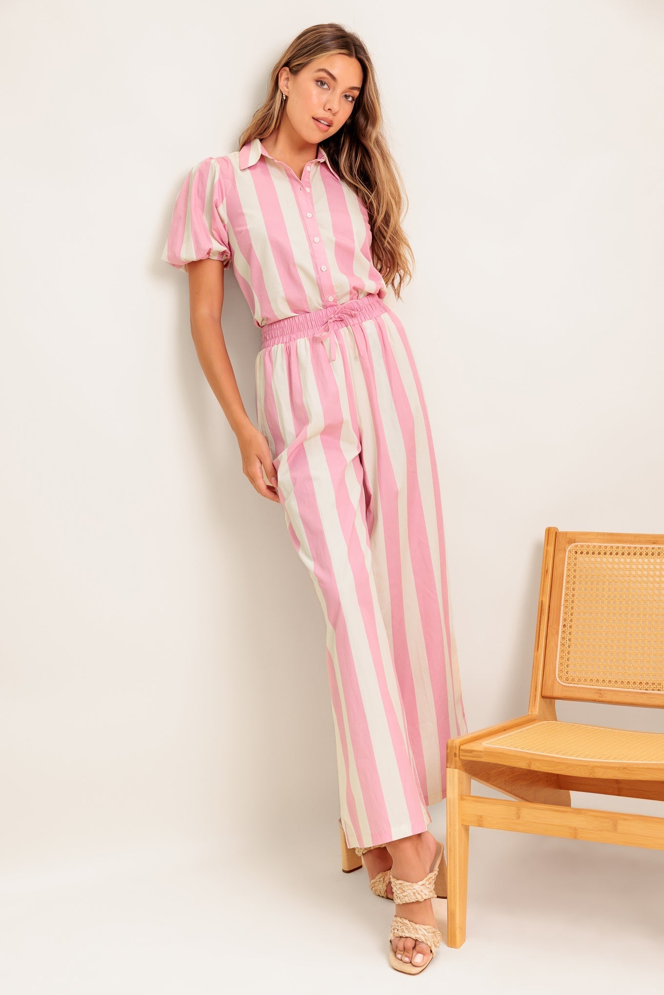WINK & WALK STRIPE WOVEN TOP AND PANT SET Flying Tomato