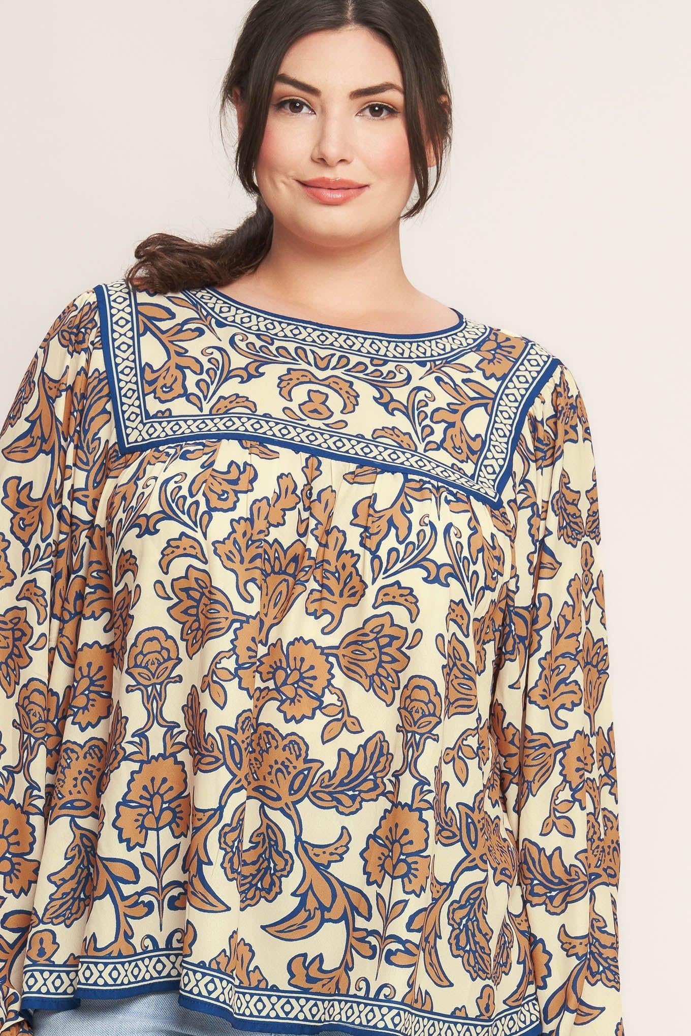 Overall fabric texture of the Flying Tomato Boheme Meadow Woven Top, emphasizing its lightweight, airy feel and comfortable, breathable weave.