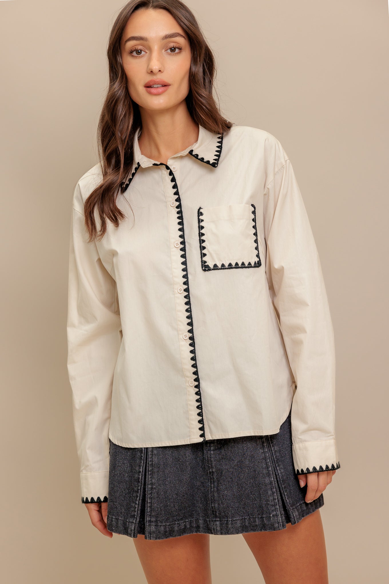 MONO EDGE WOVEN TOP Flying Tomato