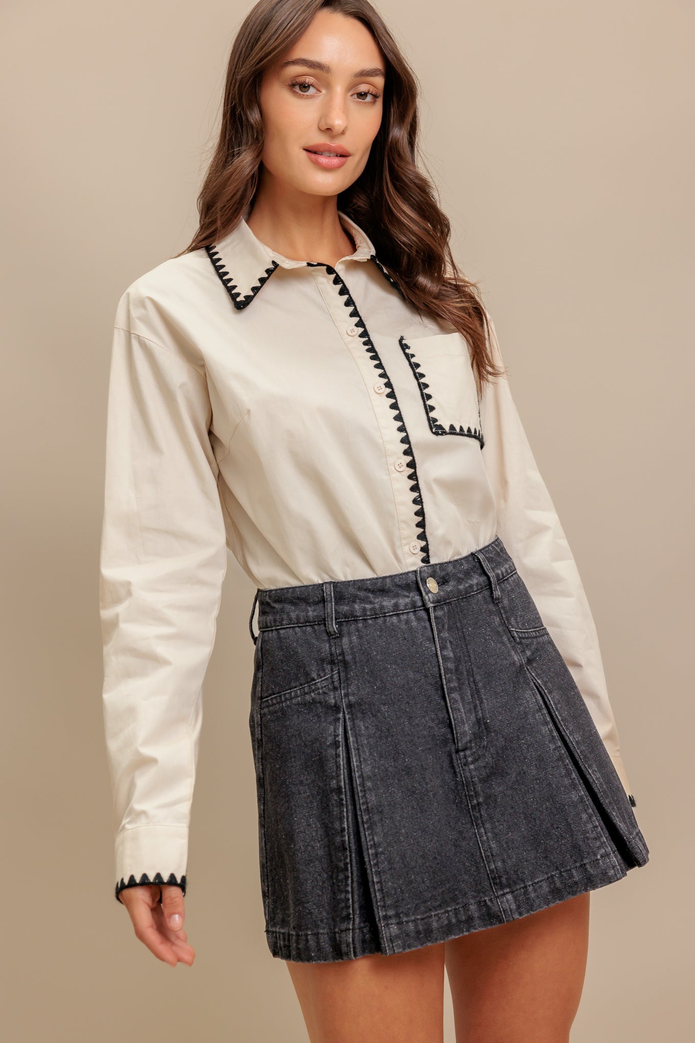 MONO EDGE WOVEN TOP Flying Tomato