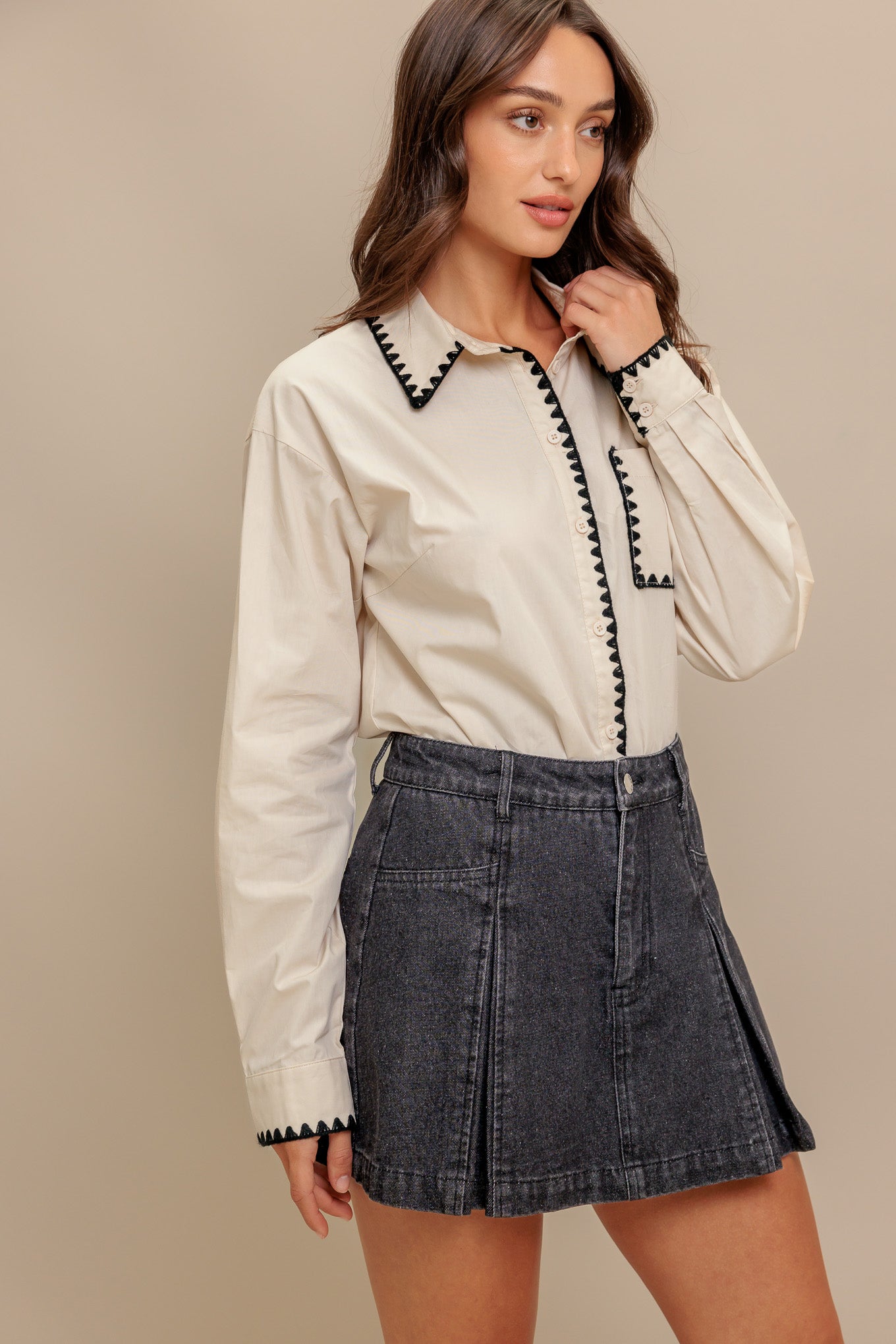 MONO EDGE WOVEN TOP Flying Tomato