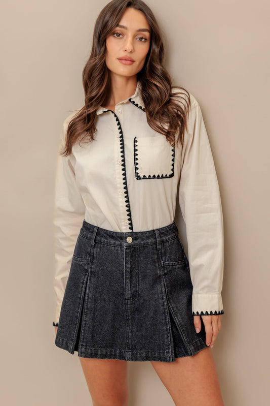 MONO EDGE WOVEN TOP Flying Tomato