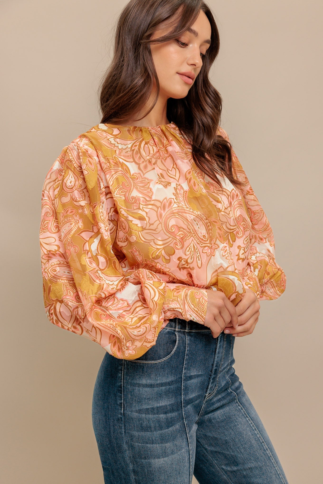 PAISLEY BREEZE  WOVEN JACQUARD TOP Flying Tomato