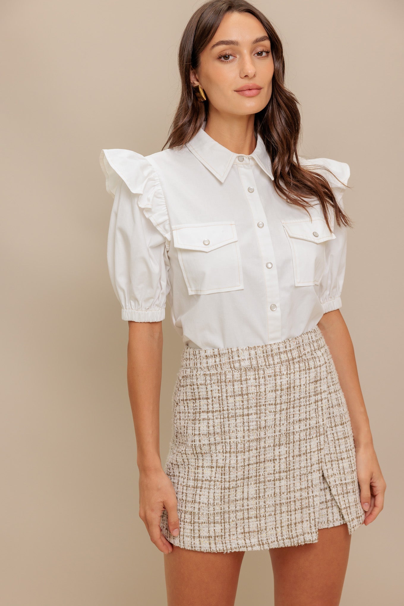 MUSE DETAIL WOVEN TOP Flying Tomato