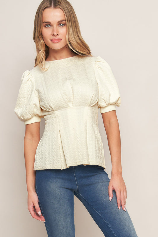 CREAM TWIST WOVEN TOP Flying Tomato