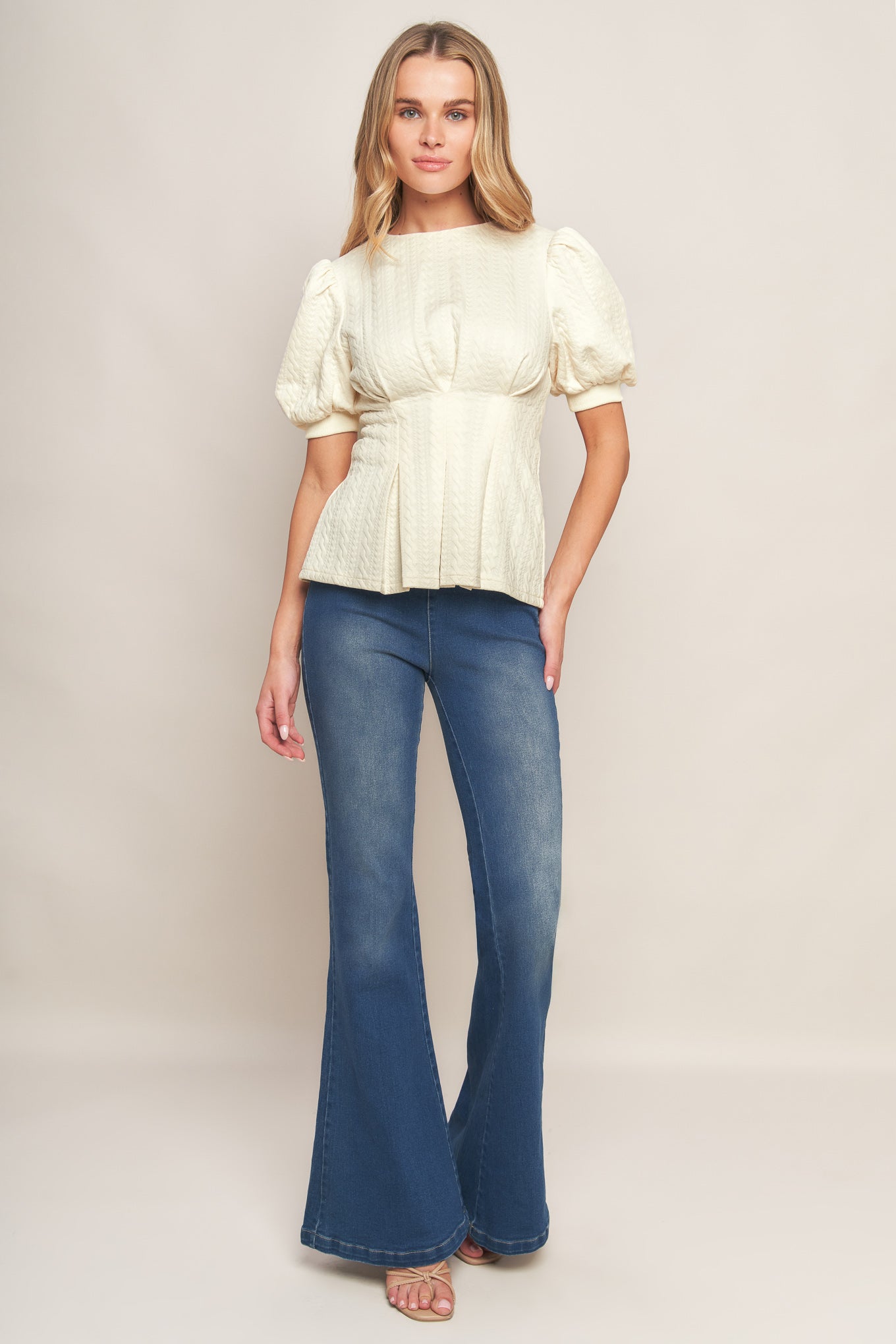 CREAM TWIST WOVEN TOP Flying Tomato