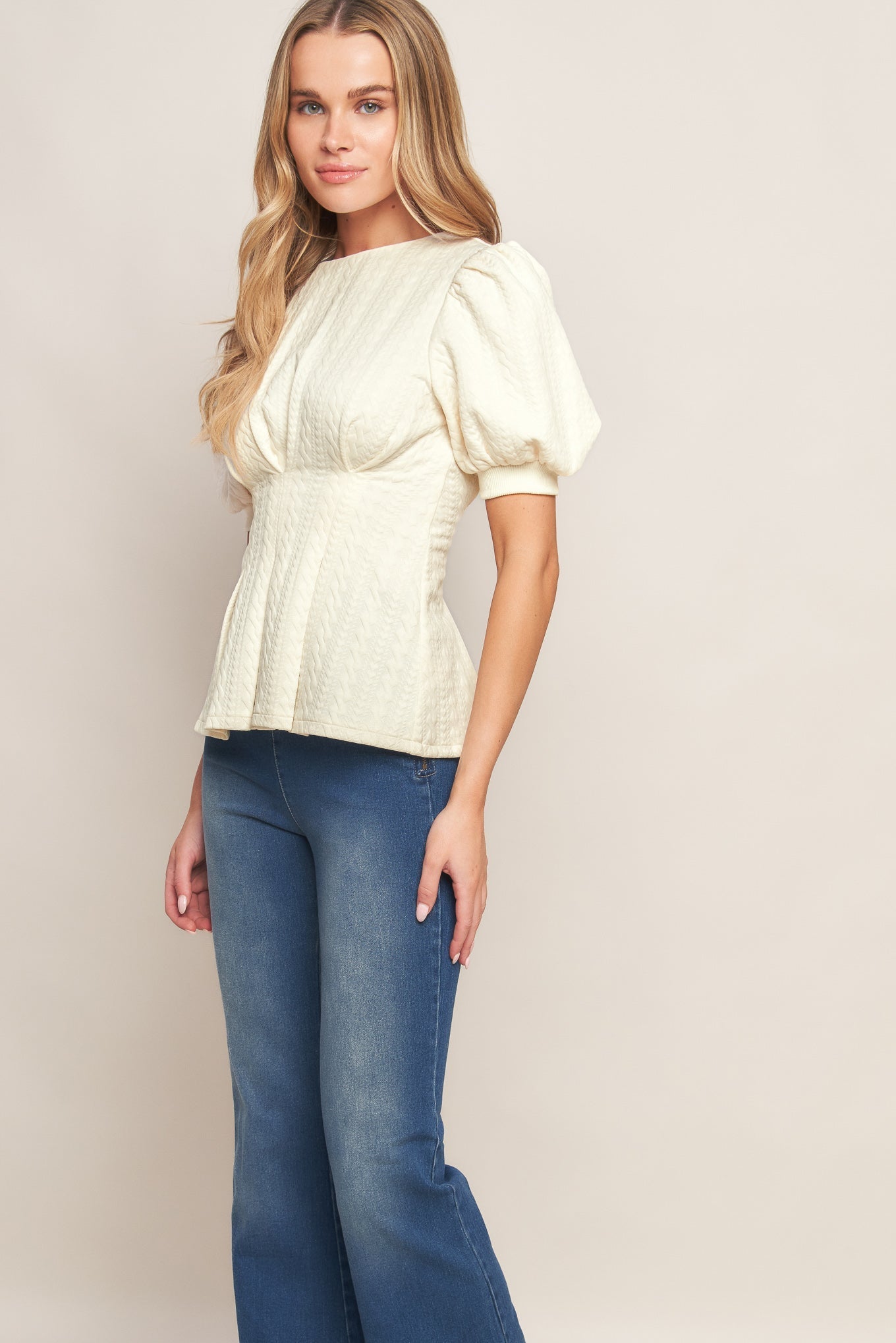 CREAM TWIST WOVEN TOP Flying Tomato