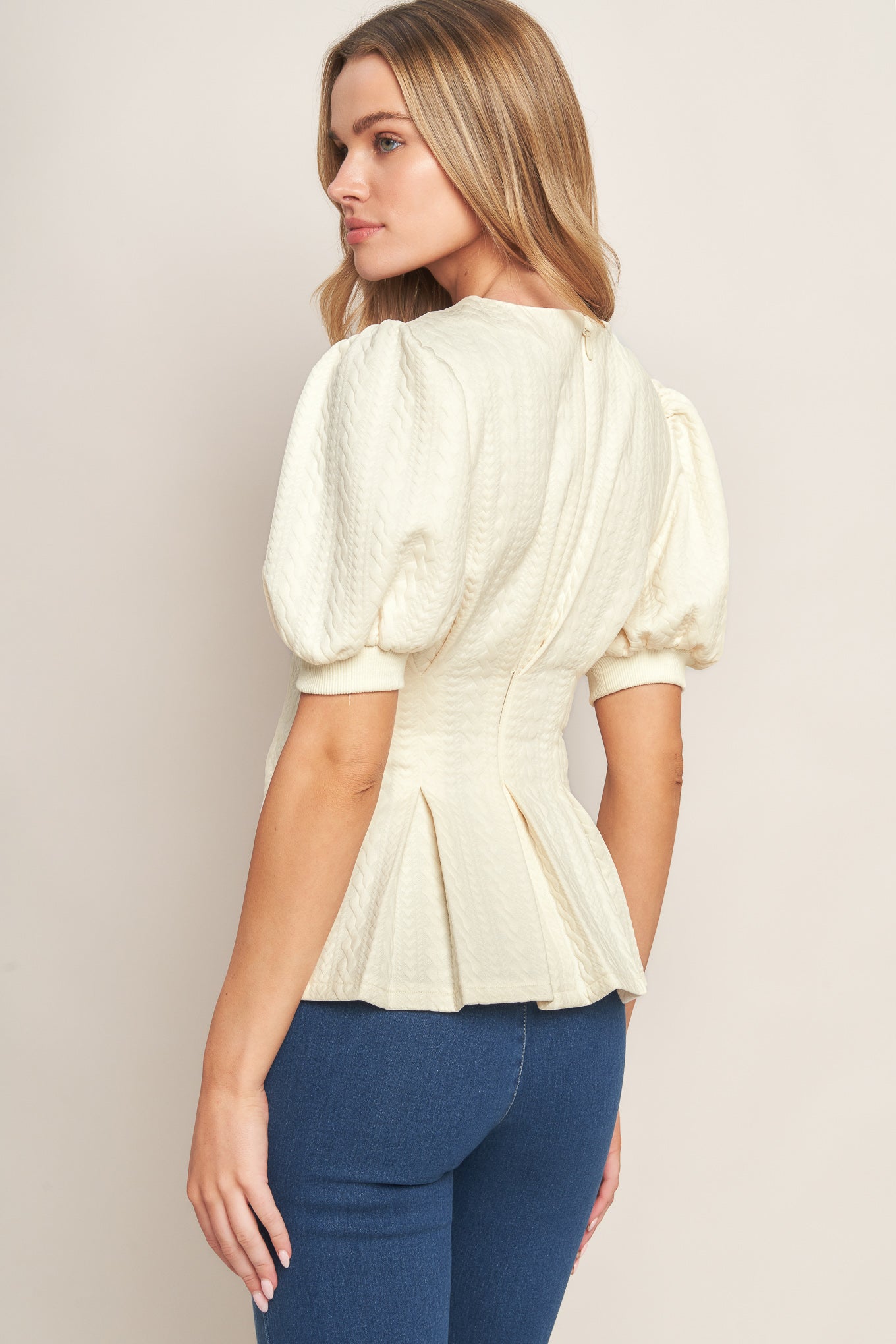 CREAM TWIST WOVEN TOP Flying Tomato