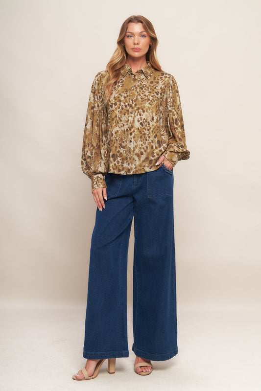 WILD LUXE TAUPE WOVEN TOP Flying Tomato