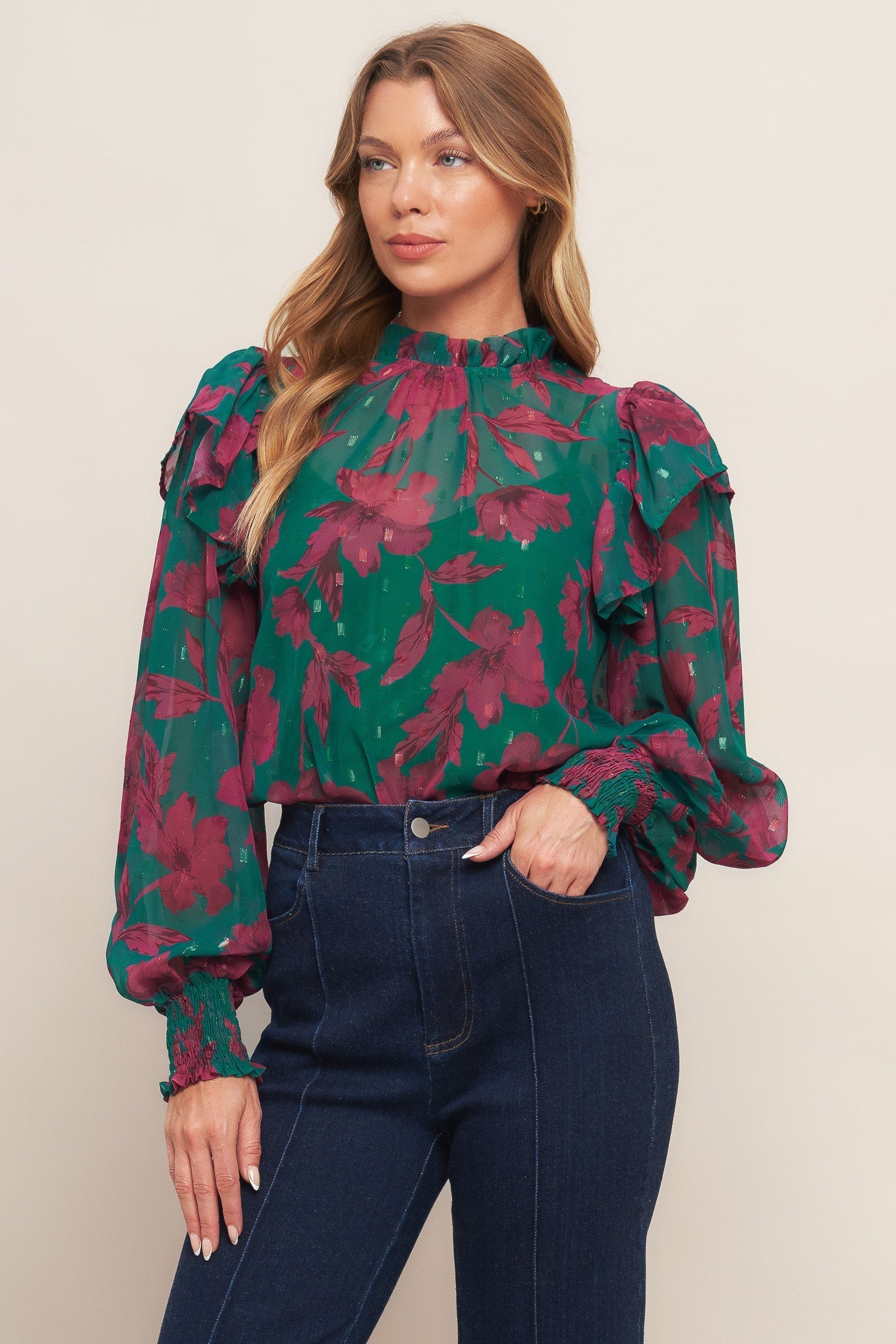 POETIC GARDEN WOVEN TOP Flying Tomato